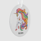 Individuelle Name Farbenfrohe Einhorn Ornament (Vorderseite)