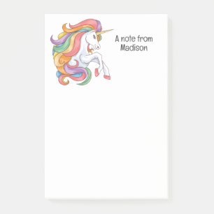 Individuelle Name Farbenfrohe Einhorn Post-it Klebezettel