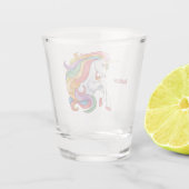 Individuelle Name Farbenfrohe Einhorn Schnapsglas (Rückseite)