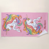 Individuelle Name Farbenfrohe Einhorn Strandtuch (Vorderseite)