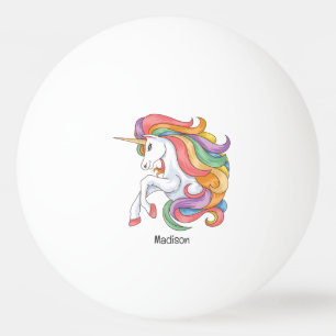 Individuelle Name Farbenfrohe Einhorn Tischtennisball