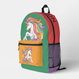 Individuelle Name Farbenfrohe Einhörner Bedruckter Rucksack