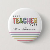 Individuelle Name Farbenfrohe Lehrer Wertgutschein Button (Vorderseite)