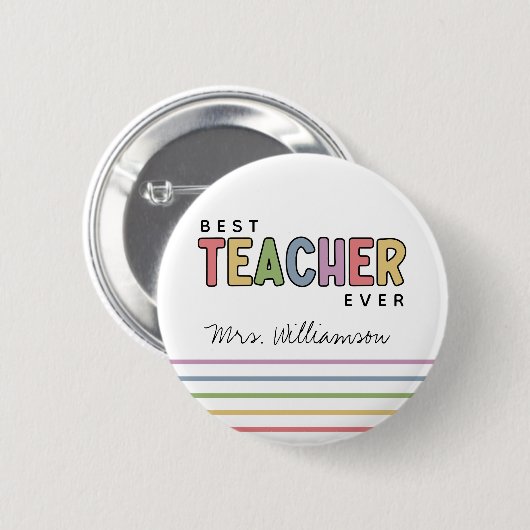 Individuelle Name Farbenfrohe Lehrer Wertgutschein Button (Vorne & Hinten)