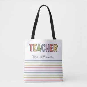 Individuelle Name Farbenfrohe Lehrer Wertgutschein Tasche