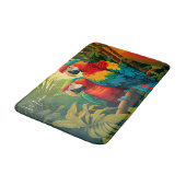 Individuelle Name farbenfrohe Papageien Badematte (Schrägansicht)