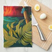 Individuelle Name farbenfrohe Papageien Geschirrtuch (Viertel Falte)