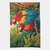 Individuelle Name farbenfrohe Papageien Geschirrtuch (Vertikal)