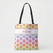 Individuelle Name farbenfrohe Pastell Dot Muster Tasche (Vorderseite)