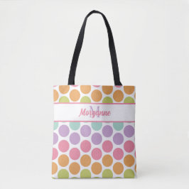 Individuelle Name farbenfrohe Pastell Dot Muster Tasche