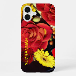 Individuelle Name Farbenfrohe Rose Blume Bouquet iPhone 16 Plus Hülle