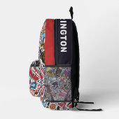 Individuelle Name Farbenfrohe Uni Doodles Muster Bedruckter Rucksack (Rechts)