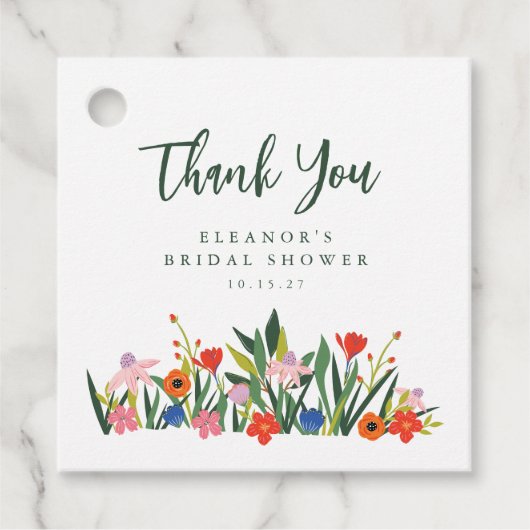 Individuelle Name Farbenfroher Garten Blumenstrauß Geschenkanhänger (Vorderseite)