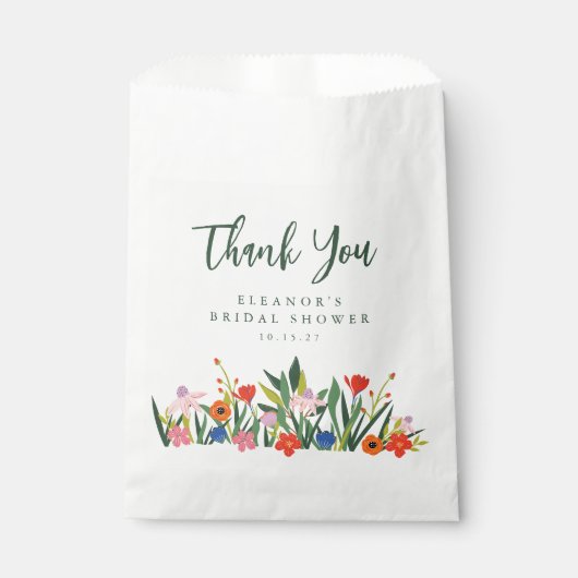 Individuelle Name Farbenfroher Garten Blumenstrauß Geschenktütchen (Vorderseite)