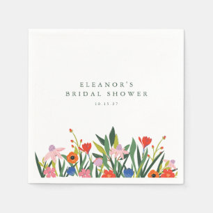 Individuelle Name Farbenfroher Garten Blumenstrauß Serviette