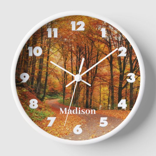 Individuelle Name - farbenfroher Herbstweg Uhr (Vorderseite)