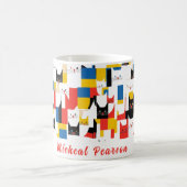 Individuelle Name Farbige Katzenmuster Tasse (Mittel)