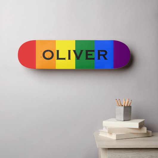 Individuelle Name Farbige LGBTQ-Gay Pride-Fahne Skateboard (Wandkunst (Horz))