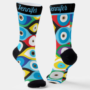 Individuelle Name Farbiges Augenmuster Socken