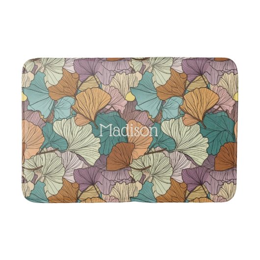 Individuelle Name Farbiges Leaf-Muster Badematte (Vorderseite)