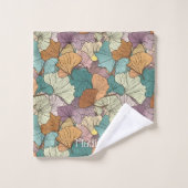 Individuelle Name Farbiges Leaf-Muster Badhandtuch Set (Waschlappen)