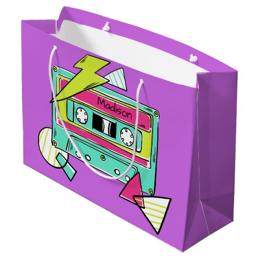 Individuelle Name & Farbkiste Geschenktasche Große Geschenktüte (Rückseite Schrägansicht)