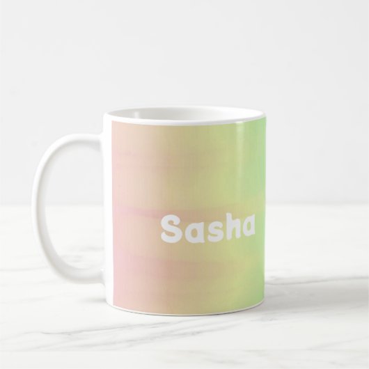Individuelle Name-Farbmischung ombre Kaffeetasse (Links)