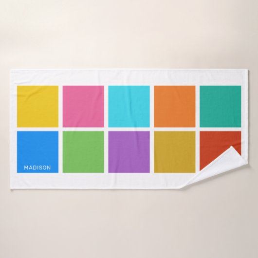 Individuelle Name-Farbquadrate Badehandtuch (Badehandtuch)