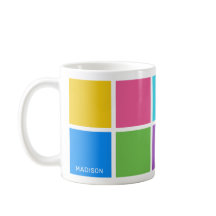 Individuelle Name-Farbquadrate der Tasse