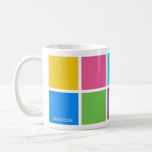 Individuelle Name-Farbquadrate der Tasse (Links)