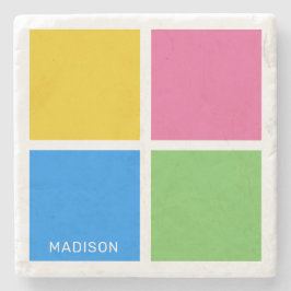 Individuelle Name-Farbquadrate Steinuntersetzer