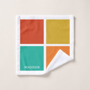 Individuelle Name-Farbquadrate Waschlappen