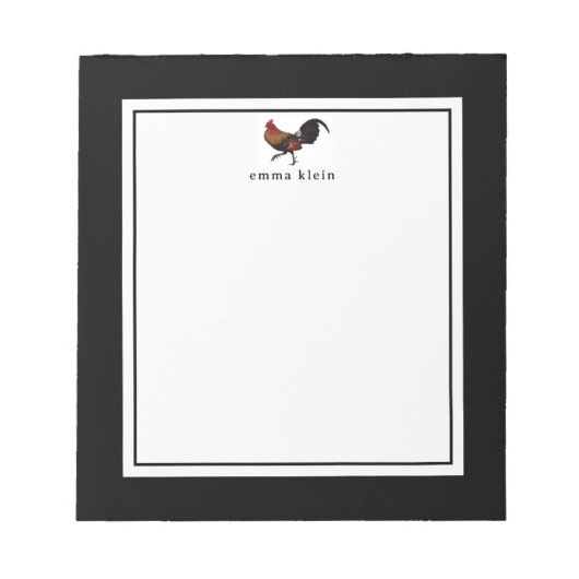 Individuelle Name Farmhouse Rooster Chicken Notizblock (Vorderseite)
