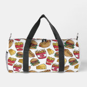 Individuelle Name Fast Food Muster Duffle Bag (Rückseite)