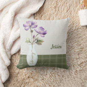 Individuelle Name Februar Geburtsmonat Blume Viole Kissen