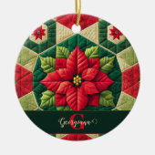 Individuelle Name Festivals Blumenpatchwork Poinse Keramik Ornament (Vorne)