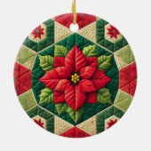 Individuelle Name Festivals Blumenpatchwork Poinse Keramik Ornament (Hinten)