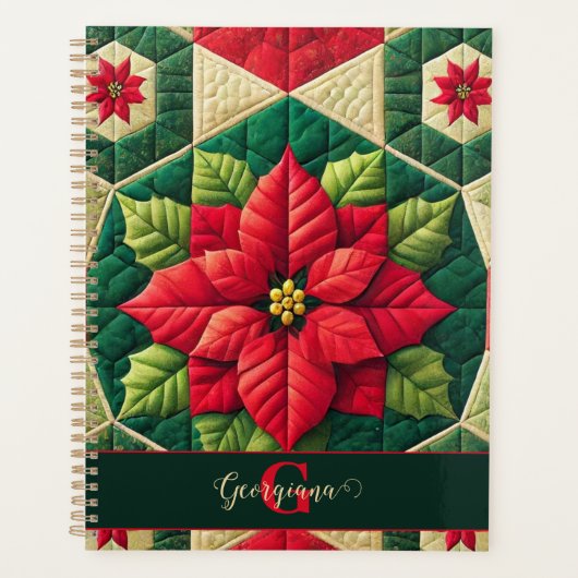 Individuelle Name Festivals Blumenpatchwork Poinse Planer (Vorderseite)