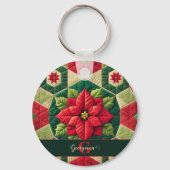 Individuelle Name Festivals Blumenpatchwork Poinse Schlüsselanhänger (Rückseite)