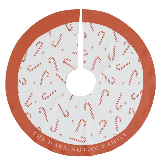 Individuelle Name Festive Candy Cane Weihnachten Polyester Weihnachtsbaumdecke (Vorderseite)