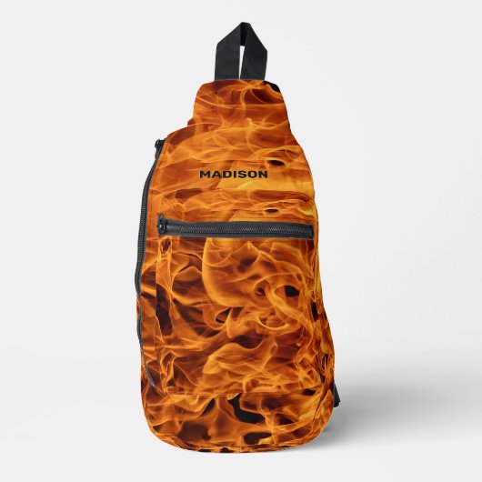 Individuelle Name Feuer Flammen Crossbody Bag (Vorderseite)
