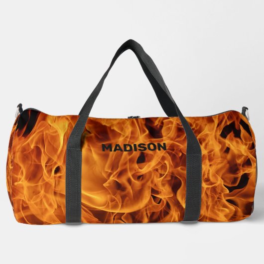 Individuelle Name Feuer Flammen Duffle Bag (Vorderseite)
