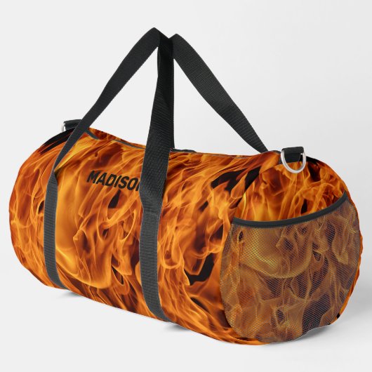 Individuelle Name Feuer Flammen Duffle Bag (Rechte Ecke)