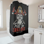 Individuelle Name Feuerwehrmann als Erster letzter Duschvorhang (Beispiel)