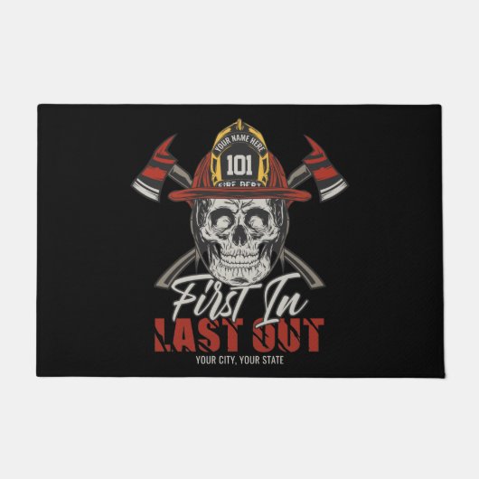 Individuelle Name Feuerwehrmann als Erster letzter Fußmatte (Vorderseite)