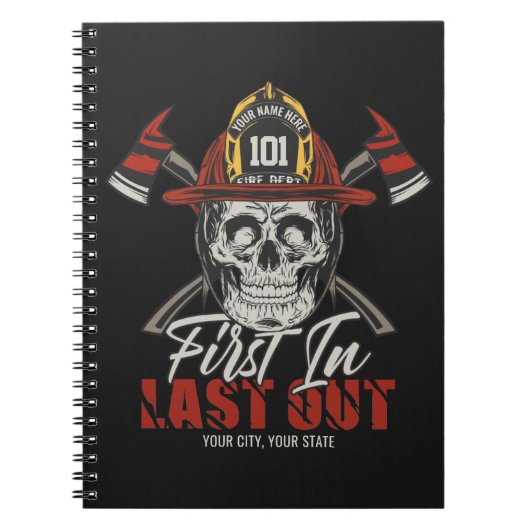 Individuelle Name Feuerwehrmann als Erster letzter Notizblock (Vorderseite)