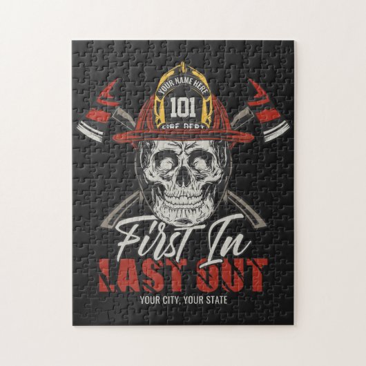 Individuelle Name Feuerwehrmann als Erster letzter Puzzle (Vertikal)