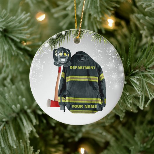 Individuelle Name-Feuerwehrmann-Geschenkfeuer und  Keramik Ornament (Baum)