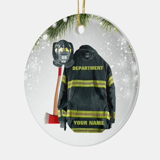 Individuelle Name-Feuerwehrmann-Geschenkfeuer und  Keramik Ornament (Links)