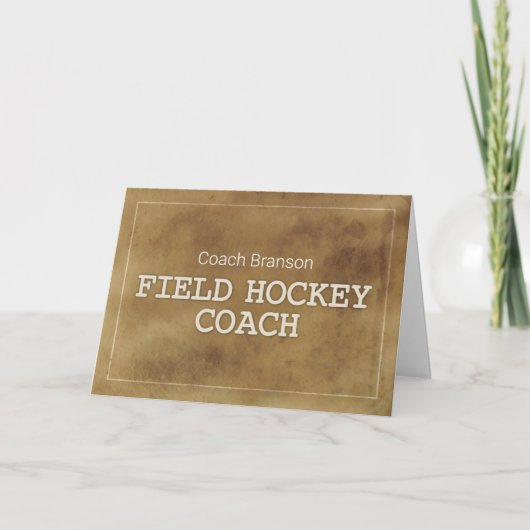 Individuelle Name Field Hockey-Coach - Dankesdefin Karte (Vorderseite)